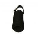 Sandalo da donna in camoscio di colore nero con fibbia tacco 8 - Misure disponibili: 32, 33, 42