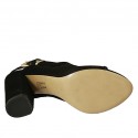 Sandale pour femmes avec boucle en daim noir talon 8 - Pointures disponibles:  42