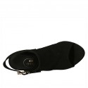 Sandale pour femmes avec boucle en daim noir talon 8 - Pointures disponibles:  42