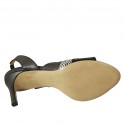 Sandalo da donna con elastico in pelle nera e bianca tacco 8 - Misure disponibili: 46