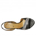 Sandale pour femmes avec elastique en cuir noir et blanc talon 8 - Pointures disponibles:  46