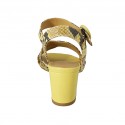 Sandale pour femmes avec courroie en cuir imprimé noir et jaune talon 5 - Pointures disponibles:  43