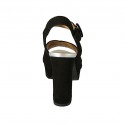 Sandalo da donna in camoscio nero e pelle laminata argento con cinturino, plateau e tacco 9 - Misure disponibili: 32, 33, 34, 42, 43, 44, 45