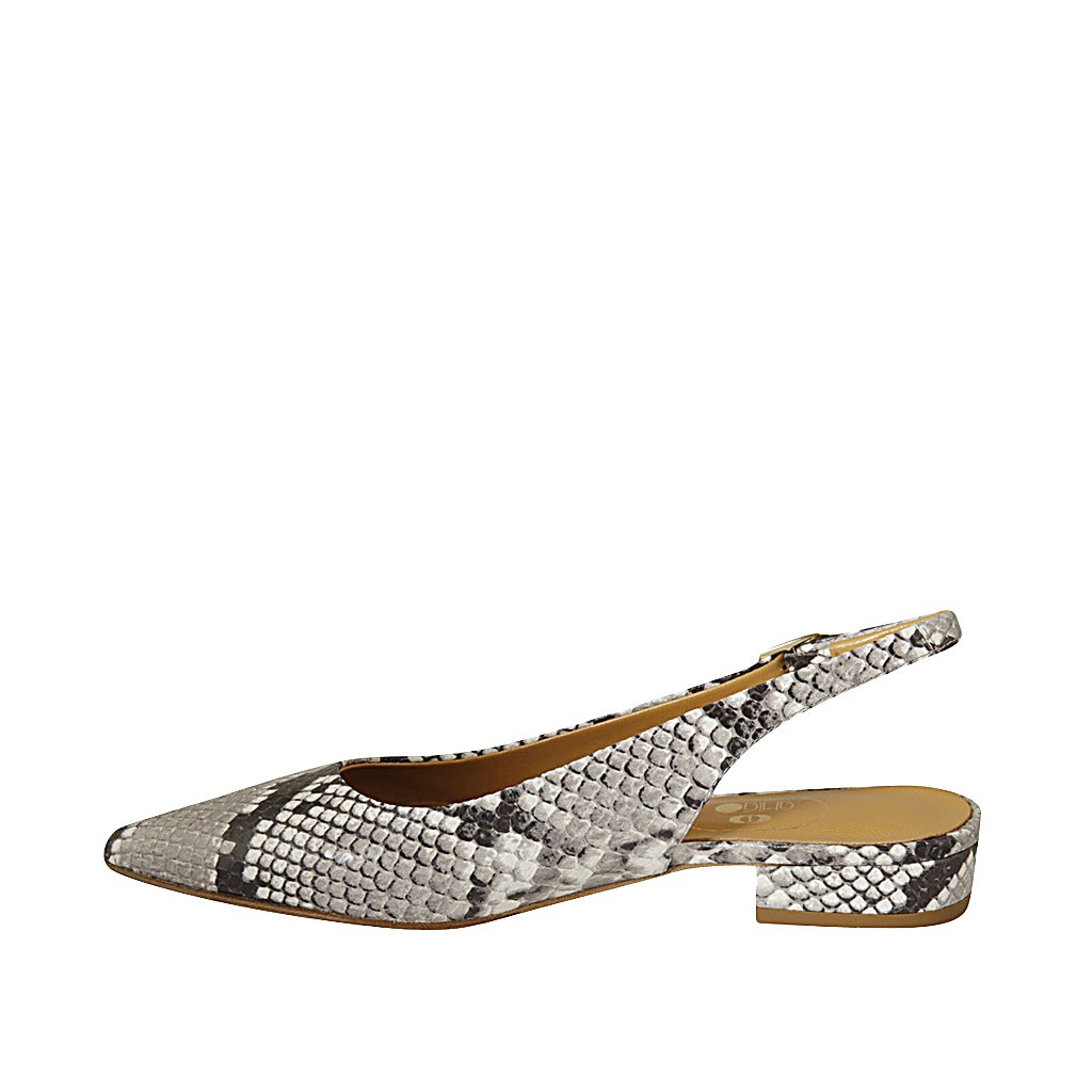 Zapato destalonado para mujer en piel imprimida multicolor tacon 2
