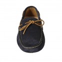 Men's car shoe with laces in blue suede - Available sizes:  46, 52