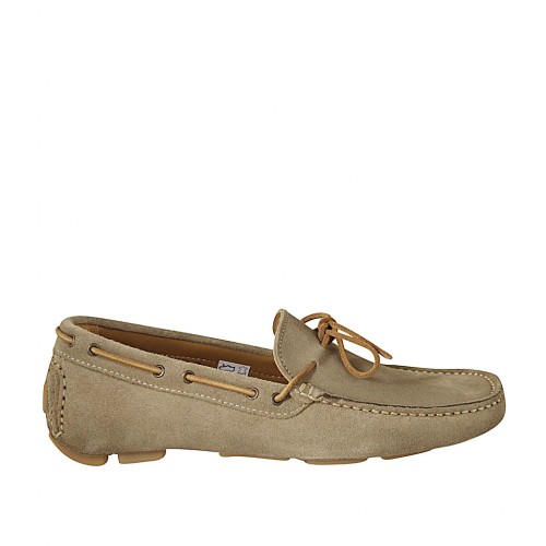 Mocassin à lacets pour hommes en daim beige - Pointures disponibles:  46