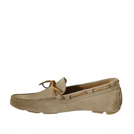 Mocassin à lacets pour hommes en daim beige - Pointures disponibles:  46 2