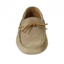 Men's laced car shoe in beige suede - Available sizes:  46