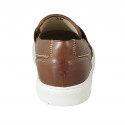 Men's loafer in brown leather and pierced leather - Available sizes:  48, 49, 50