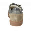 Zapato para hombres con cordones, cremallera y plantilla extraible en piel azul grisaceo y gamuza gris pardo - Tallas disponibles:  50