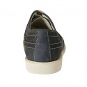 Chaussure derby sportif à lacets avec bout golf pour hommes en cuir nubuck bleu - Pointures disponibles:  46, 47