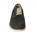 Zapato derby con cordones y punta de ala para hombre en piel nubuk azul - Tallas disponibles:  46, 47