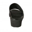 Damensandale mit Gummiband aus schwarzem geflochtenem Leder Keilabsatz 4 - Verfügbare Größen:  42, 43