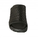 Damensandale mit Gummiband aus schwarzem geflochtenem Leder Keilabsatz 4 - Verfügbare Größen:  42, 43