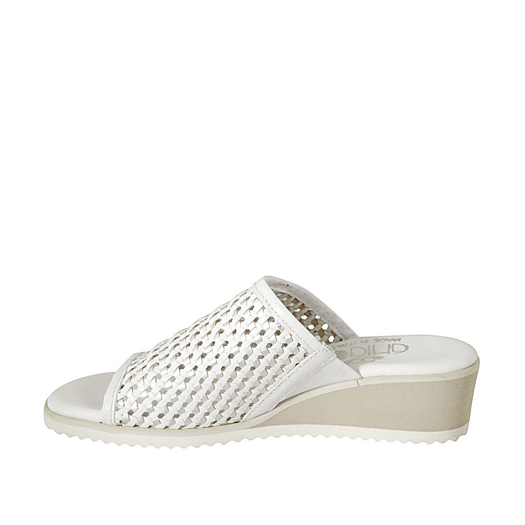 white braided mules