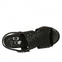 Sandalo da donna in pelle forata nera tacco 7 - Misure disponibili: 32, 33, 34, 42, 43, 44, 45