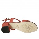 Sandalo da donna in pelle forata rossa tacco 4 - Misure disponibili: 32, 33, 34, 42, 43, 44, 45