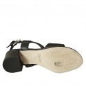 Sandale pour femmes en cuir perforé noir talon 4 - Pointures disponibles:  32, 43