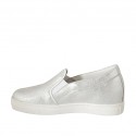Woman's shoe with elastic bands in silver laminated leather wedge heel 2 - Available sizes:  42