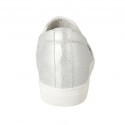 Damenschuh mit Gummibändern aus silbernem laminiertem Leder Keilabsatz 2 - Verfügbare Größen:  32, 33, 34, 42, 43, 44, 45