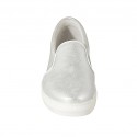 Woman's shoe with elastic bands in silver laminated leather wedge heel 2 - Available sizes:  42