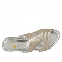 Woman's open mules in platinum bronze laminated leather heel 2 - Available sizes:  42