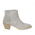 Woman's ankle boot with zipper in grey suede heel 5 - Available sizes:  43