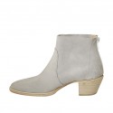 Woman's ankle boot with zipper in grey suede heel 5 - Available sizes:  43