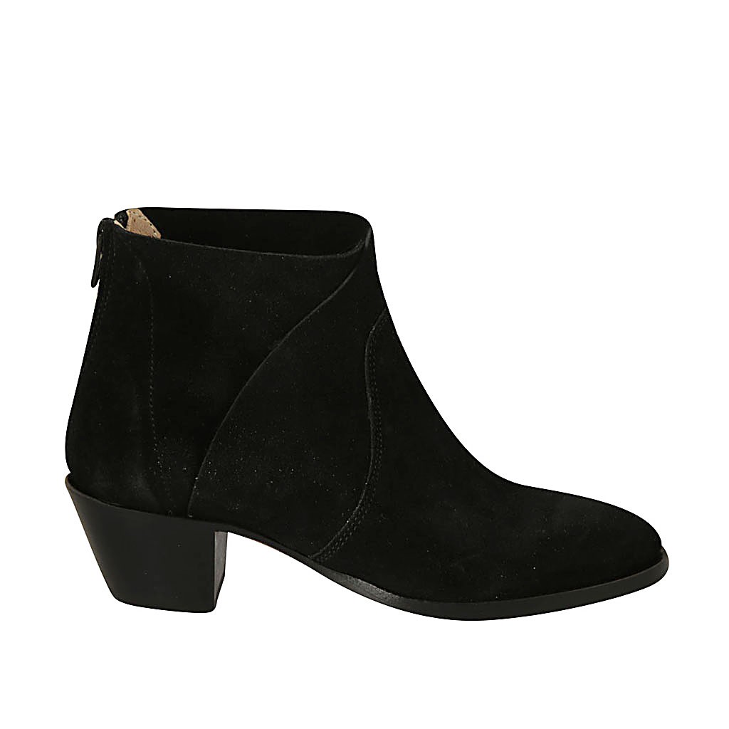 black suede boots with zipper