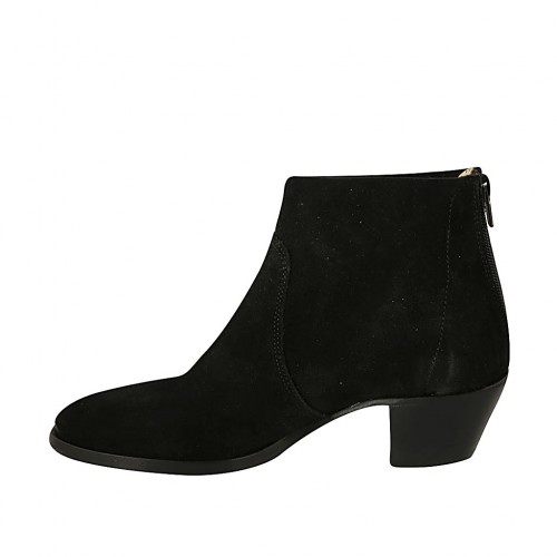 black suede boots with zipper
