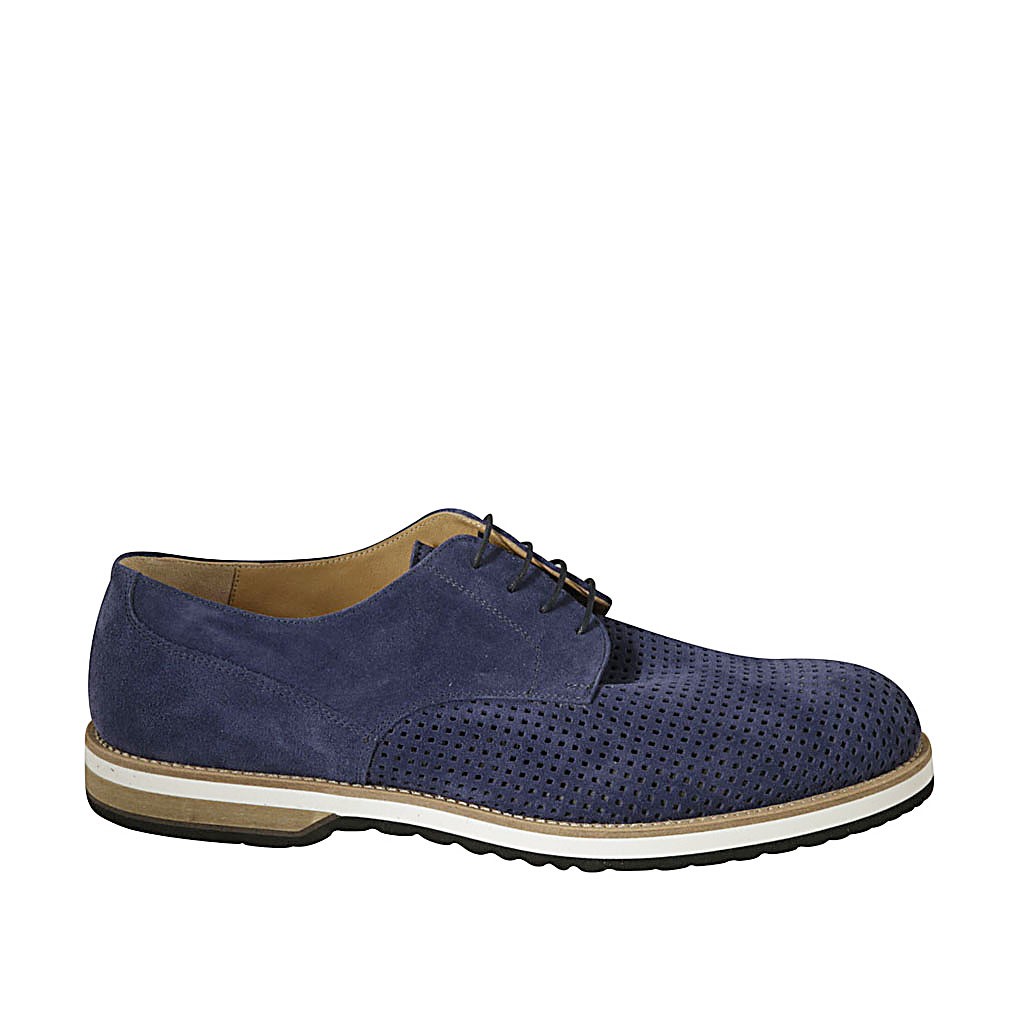 blue suede derby shoes