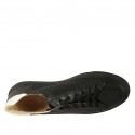 Man's laced shoe with removable insole in black and white leather and braided leather - Available sizes:  47