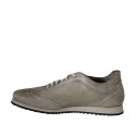 Chaussure à lacets pour hommes avec semelle amovible en cuir et cuir perforé gris - Pointures disponibles:  47