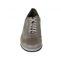 Chaussure à lacets pour hommes avec semelle amovible en cuir et cuir perforé gris - Pointures disponibles:  47
