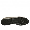 Man's laced shoe with removable insole in grey leather and pierced leather - Available sizes:  47
