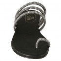 Woman's thong mules with studs in grey leather heel 1 - Available sizes:  42