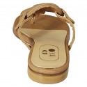 Woman's thong mules in cognac brown leather heel 1 - Available sizes:  42