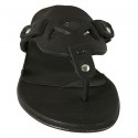 Chanclas de dedo para mujer en piel negra tacon 1 - Tallas disponibles:  42, 43