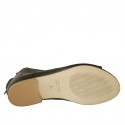 Zapato abierto para mujer en piel perforada negra con cremallera tacon 1 - Tallas disponibles:  33