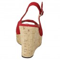 Sandalia para mujer en gamuza roja cuña 10 - Tallas disponibles:  31, 42