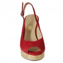 Sandalo da donna in camoscio rosso zeppa 10 - Misure disponibili: 31, 42