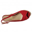 Woman's sandal in red suede wedge heel 10 - Available sizes:  31, 42
