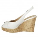 Sandale pour femmes en cuir blanc talon compensé 10 - Pointures disponibles:  42