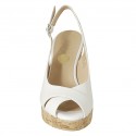 Woman's sandal in white leather wedge heel 10 - Available sizes:  42