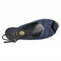 Woman's sandal in blue suede wedge heel 10 - Available sizes:  42