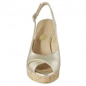 Sandale pour femmes en cuir lamé platine talon compensé 10 - Pointures disponibles:  42