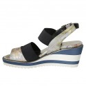 Woman's sandal with elastic bands in multicolored printed suede wedge heel 6 - Available sizes:  42