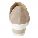 Woman's open shoe with pearls and studs in rose suede wedge heel 4 - Available sizes:  34, 43