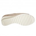 Woman's open shoe with pearls and studs in rose suede wedge heel 4 - Available sizes:  34, 43