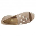 Woman's open shoe with pearls and studs in rose suede wedge heel 4 - Available sizes:  34, 43